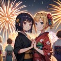 来年も2人でこの花火を見よう・百合（10枚）レトロモダン街シリーズ・その19 5枚目
