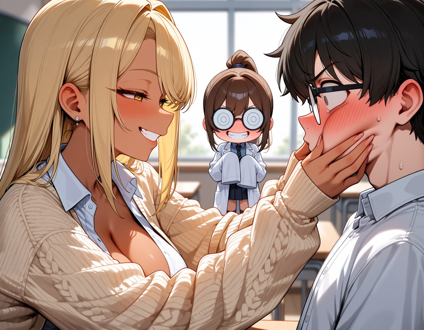 萌え袖の黒ギャル