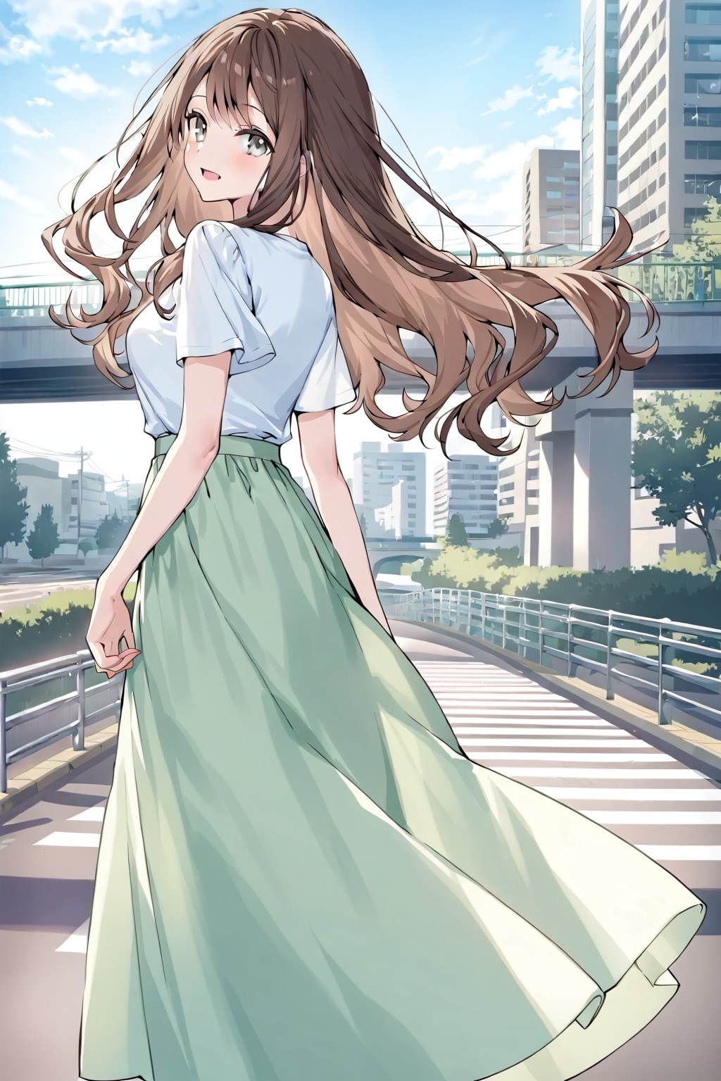 若葉色のロングスカート | の人気AIイラスト・グラビア