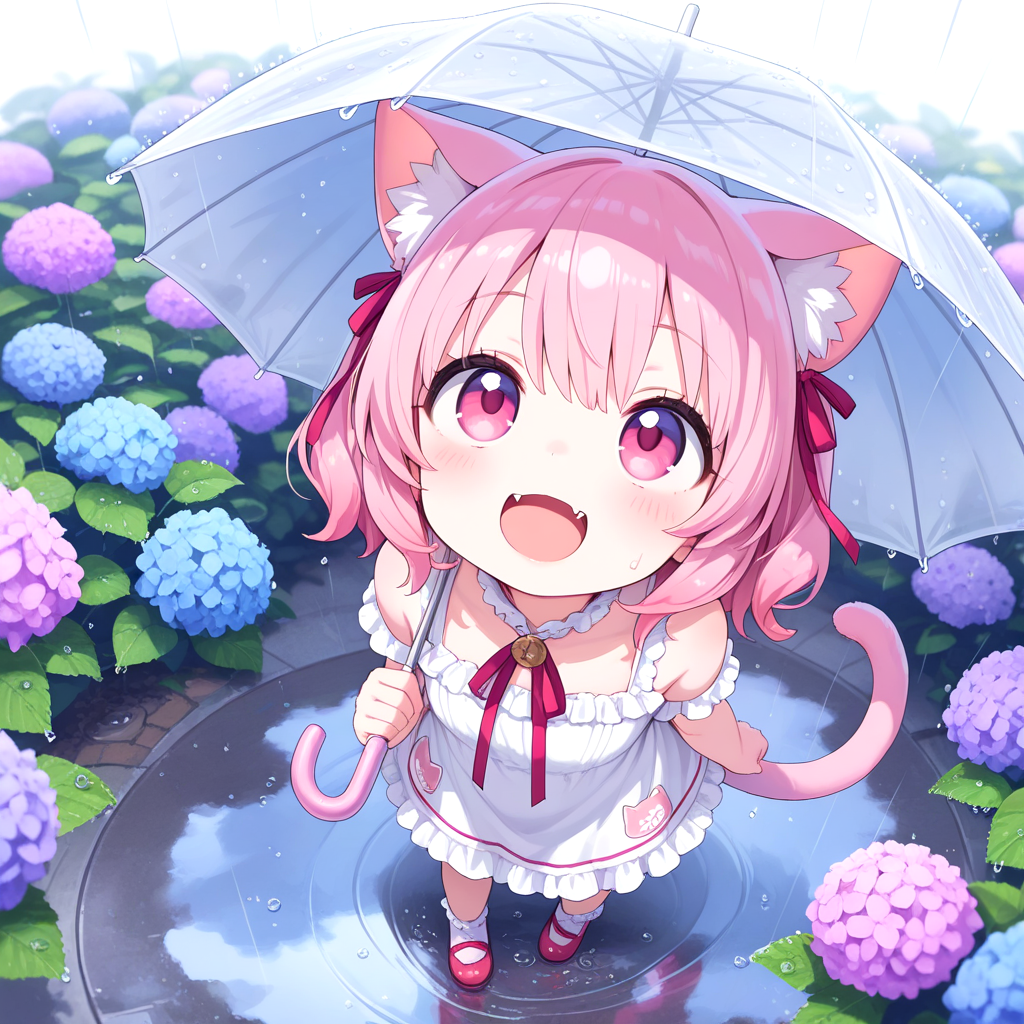 ビニール傘とねこ