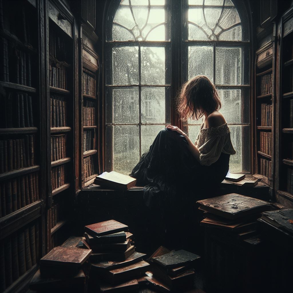 雨の日の図書館