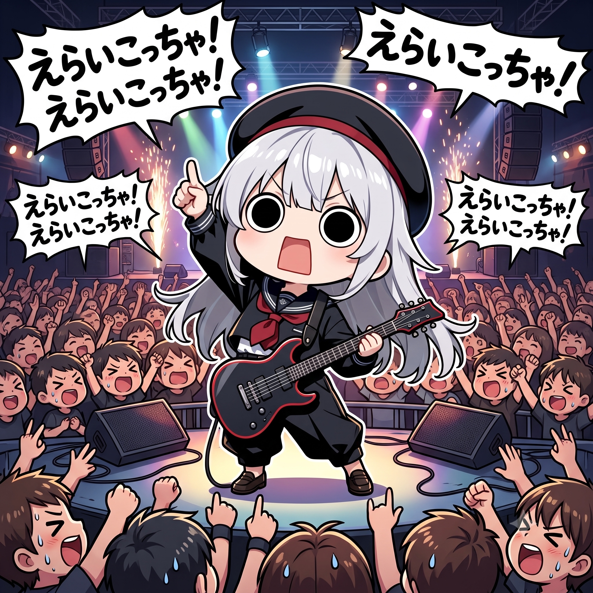 ライブでギターを奏でるえらいこっちゃ嬢