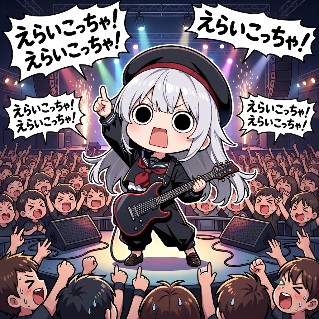ライブでギターを奏でるえらいこっちゃ嬢