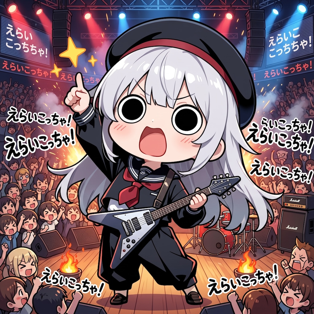 ライブでギターを奏でるえらいこっちゃ嬢
