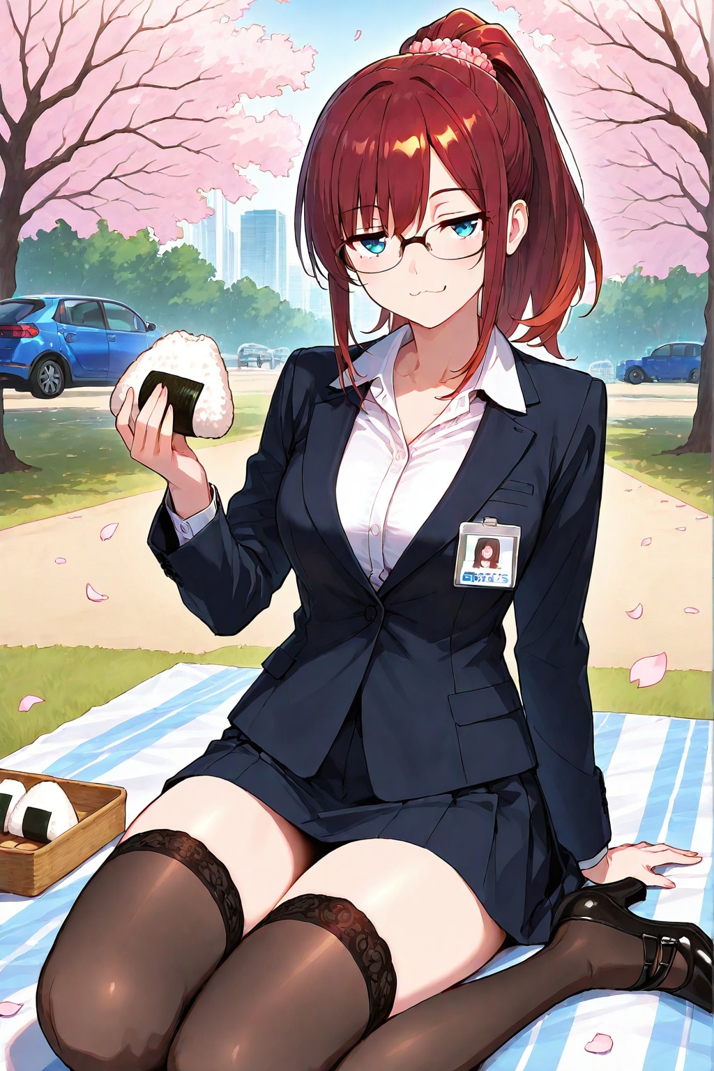 校庭でぼっち飯のジト目先生。　SDXL,WAVE,CAPE比較