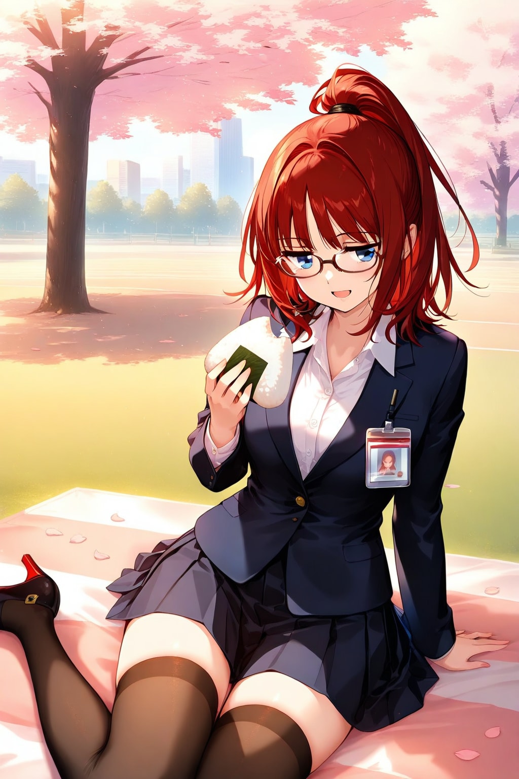 校庭でぼっち飯のジト目先生。　SDXL,WAVE,CAPE比較