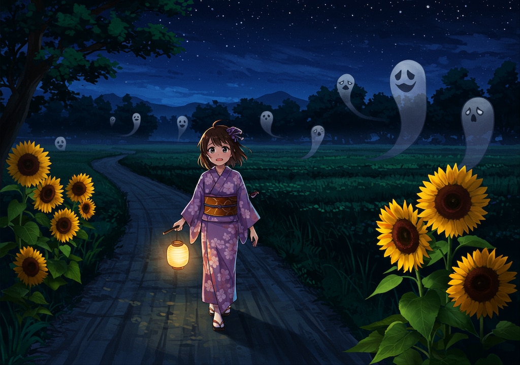 ヒマワリのある風景22・夜道