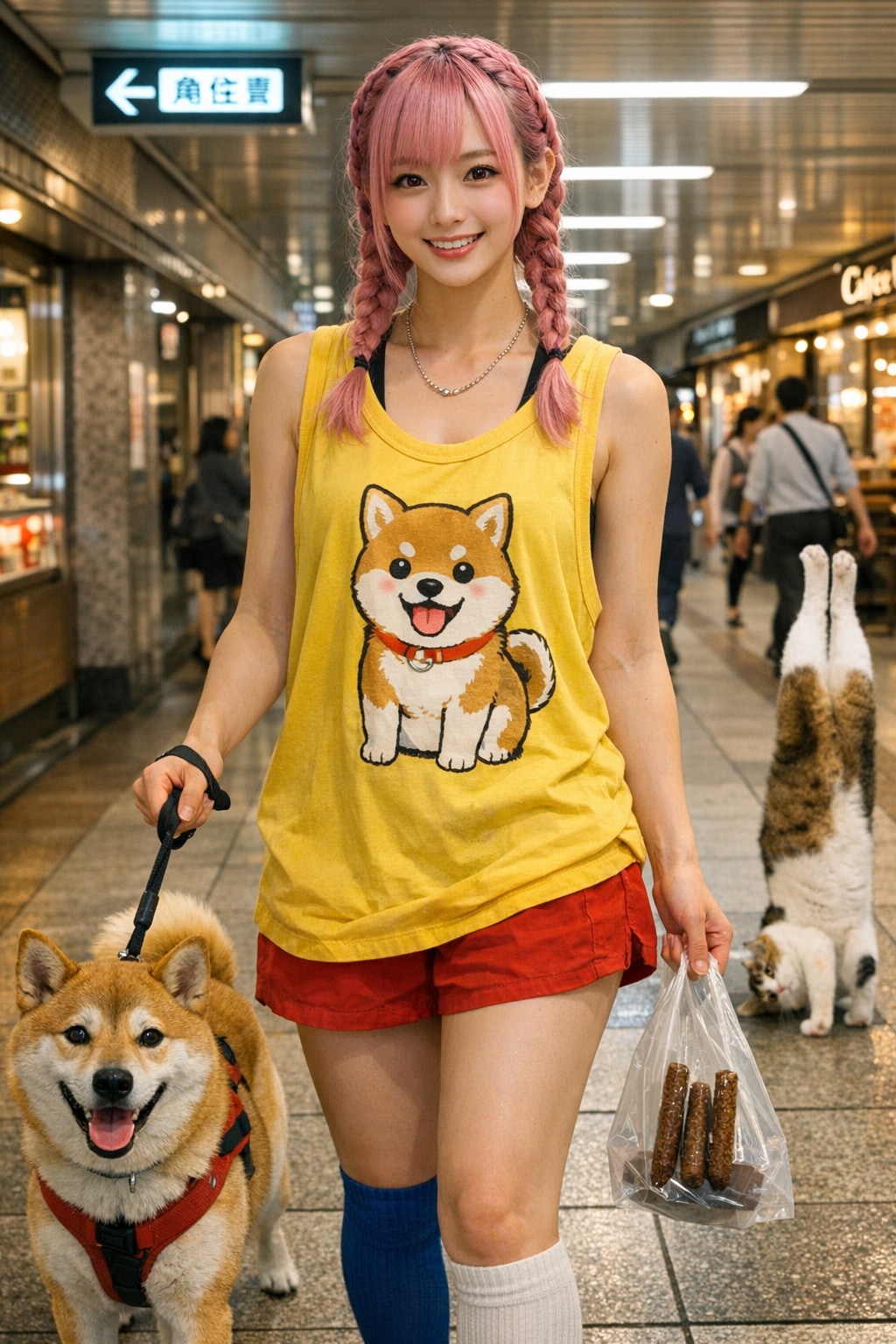 柴犬を散歩する人 | の人気AIイラスト・グラビア