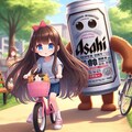 自転車の練習をしている小さな女の子 3枚目