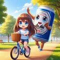 自転車の練習をしている小さな女の子 2枚目