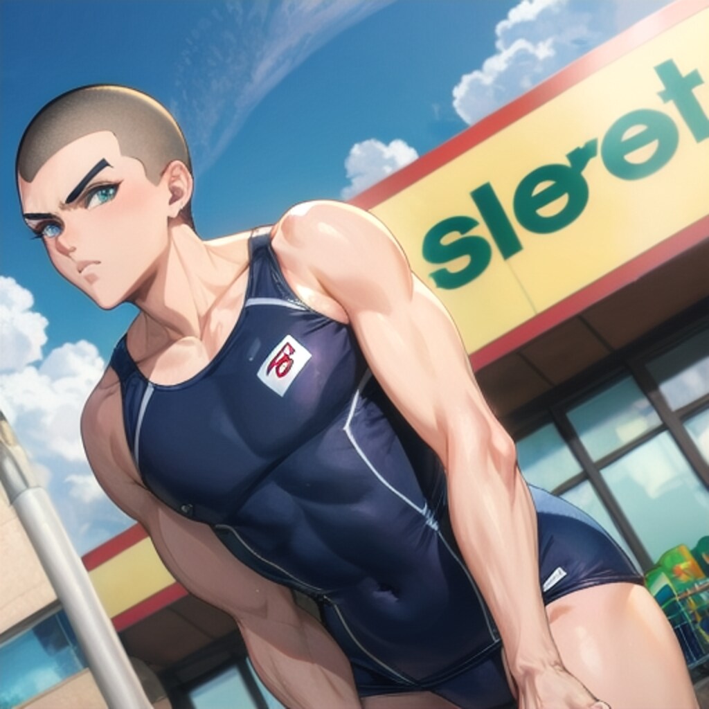 108 シンプルな丸刈り、再び〜スク水モールの警備員さん〜