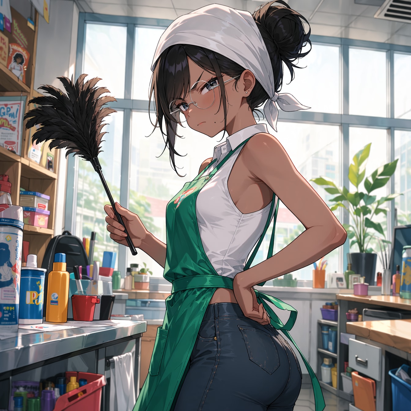 掃除中の小宮満さん