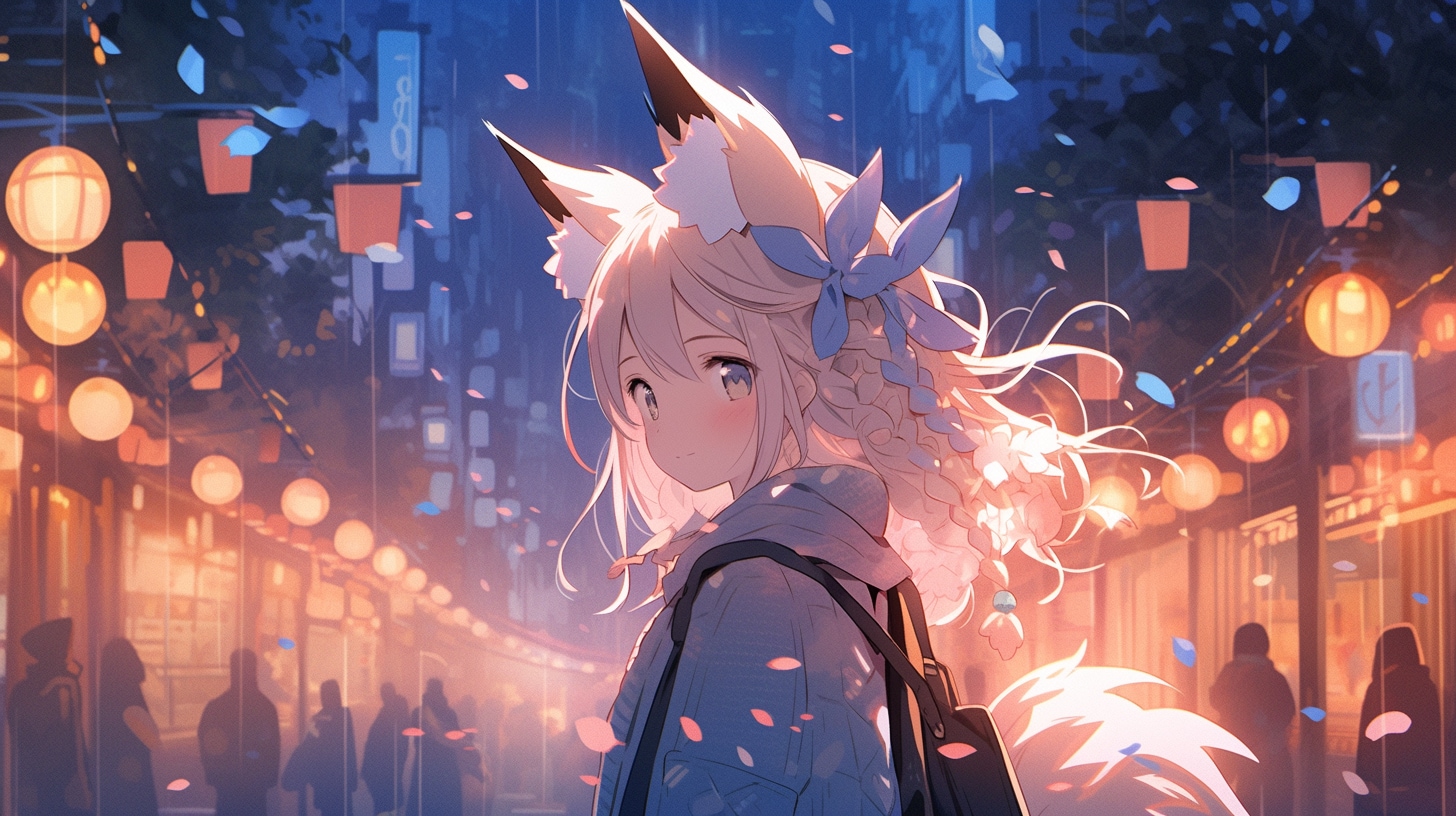 夜桜の狐娘、祭りの秘密 | の人気AIイラスト・グラビア