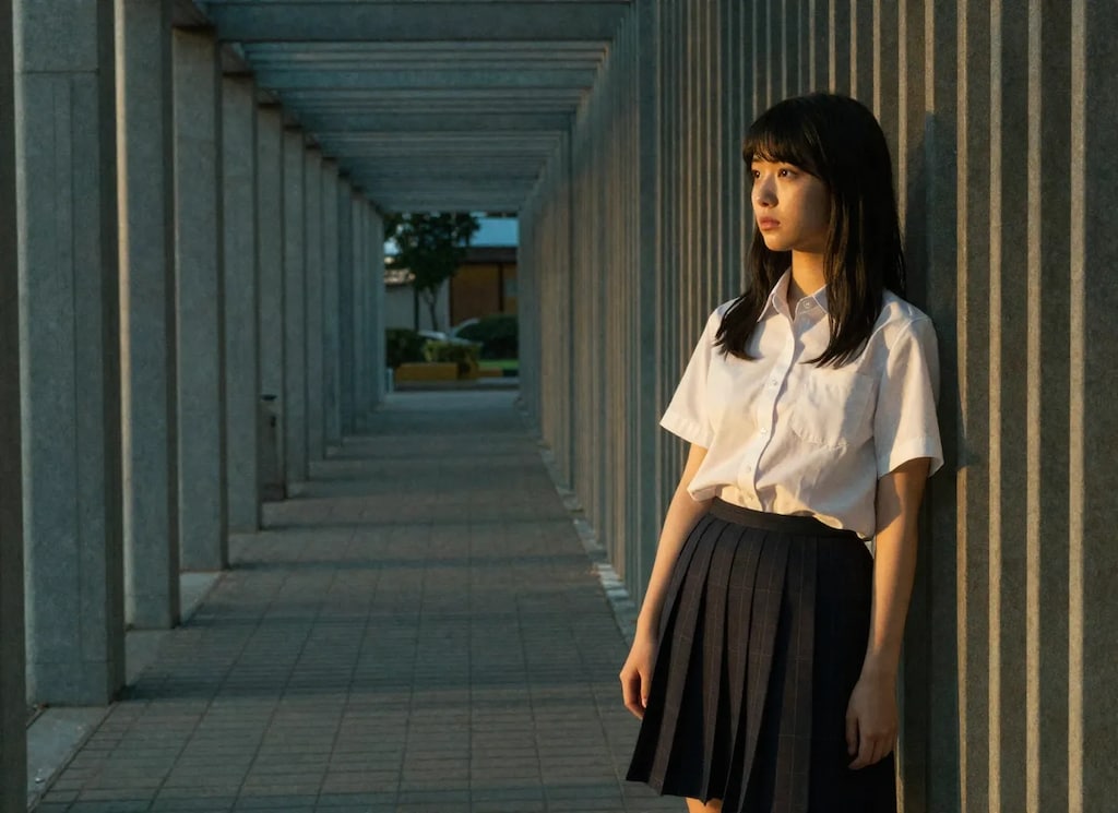 本日の適当な写真（直線と女の子）