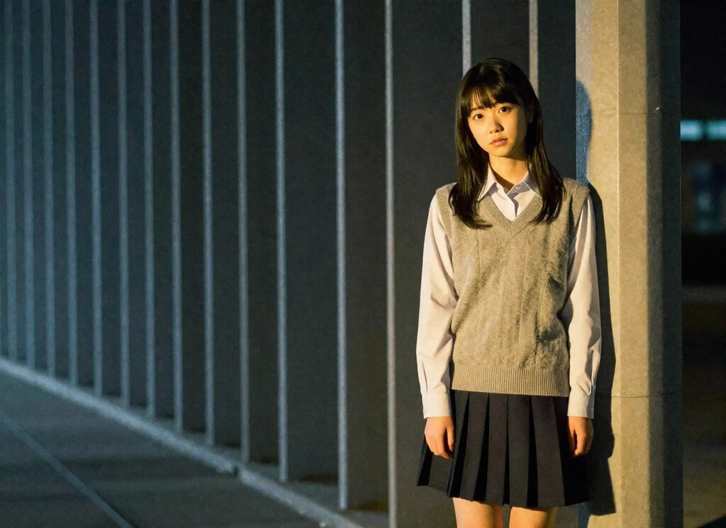 本日の適当な写真（直線と女の子）