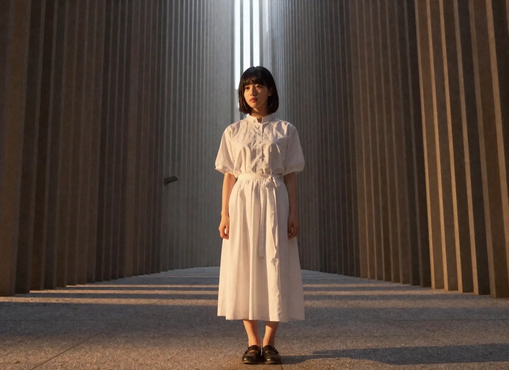 本日の適当な写真（直線と女の子）