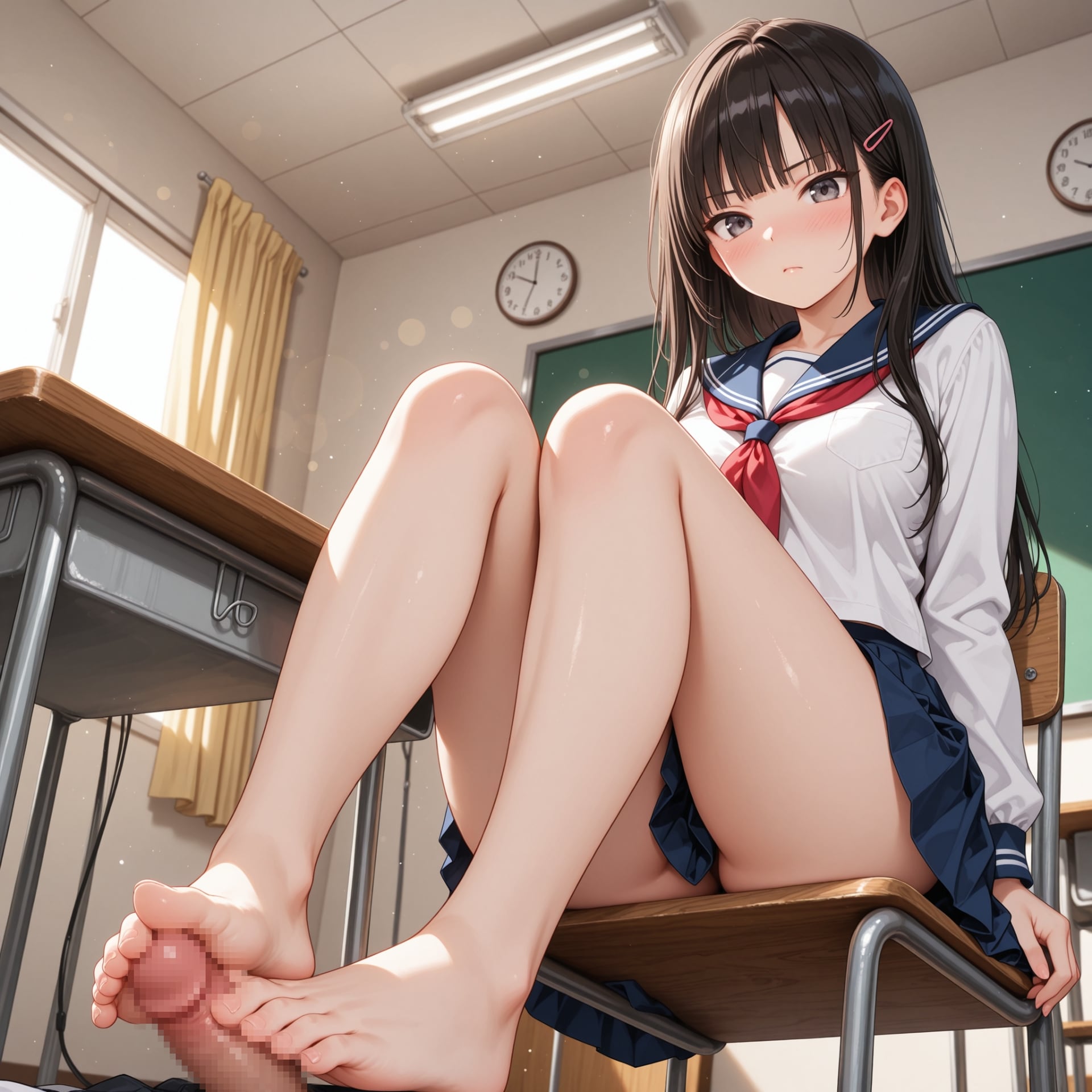 教室で足コキ