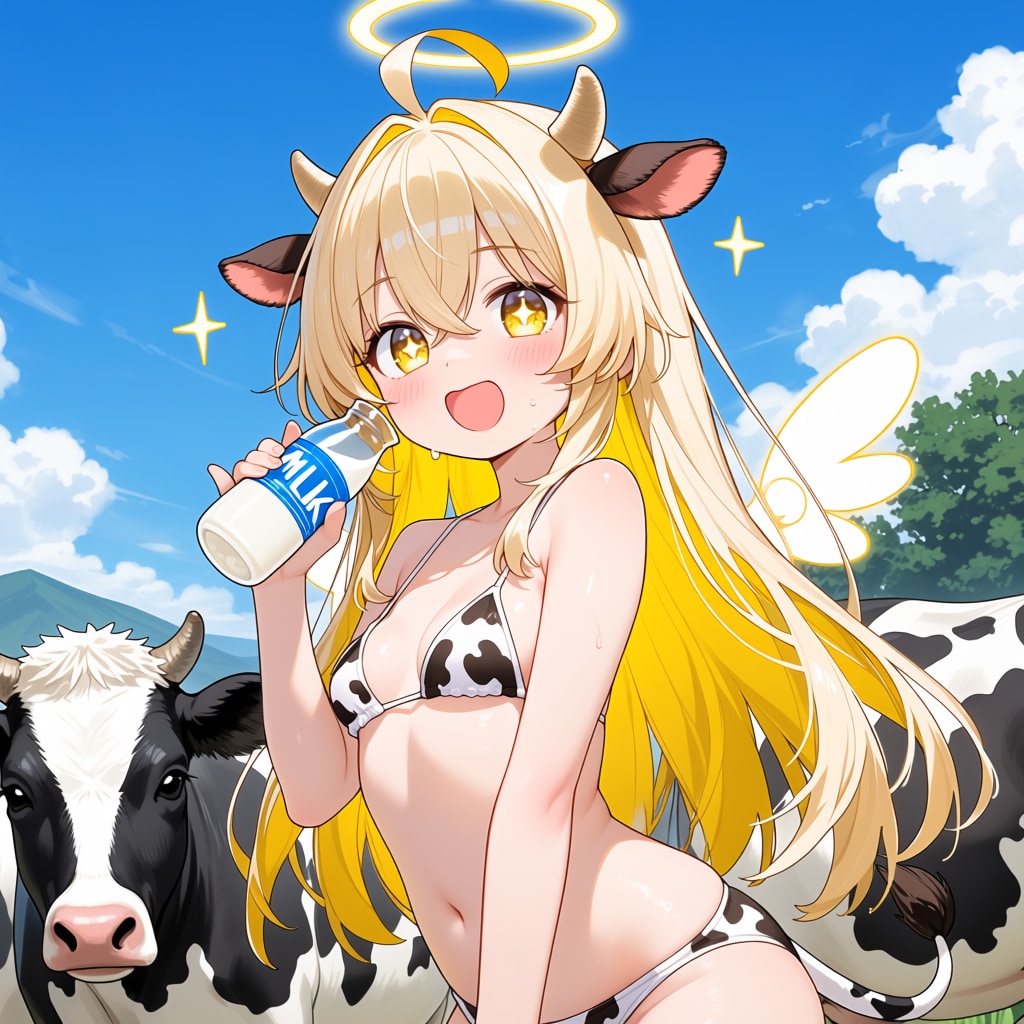 牛ビキニと搾りたて牛乳
