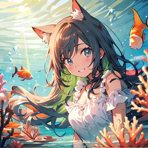 海底バスツアーへようこそ（２）翠鈴　TOPAZ | の人気AIイラスト・グラビア