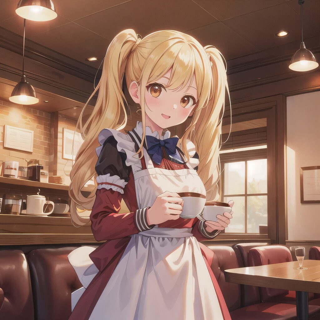 金髪ロングでカフェの少女１２