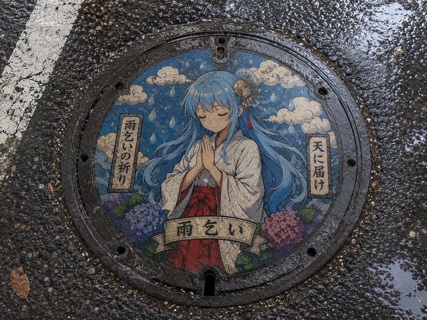 願いを込めたマンホール 蓋。