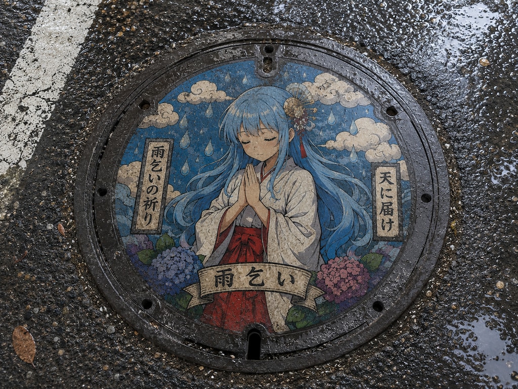 願いを込めたマンホール 蓋。