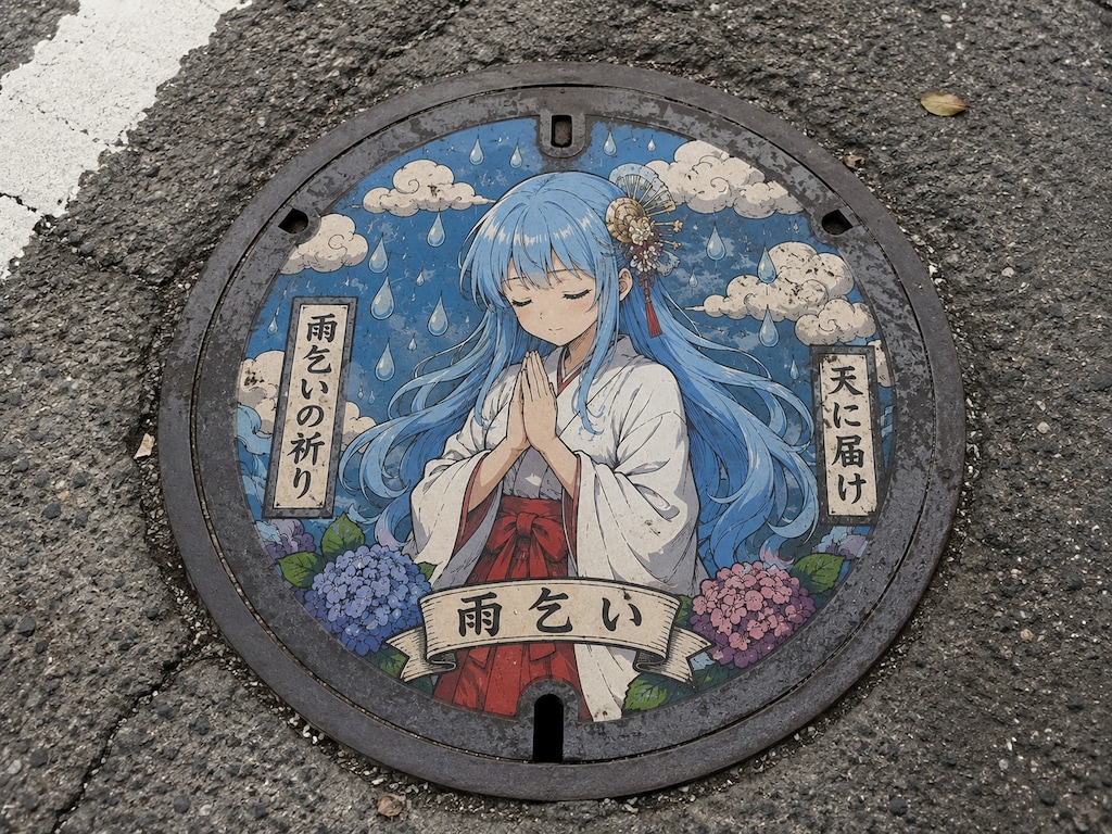 願いを込めたマンホール 蓋。