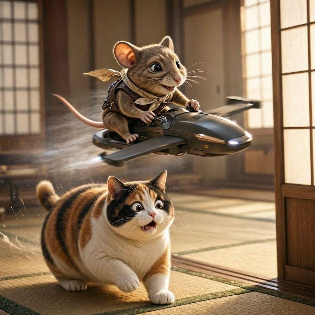 ２ミニドローンで猫にいたずらチュウー