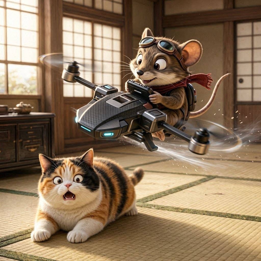 ２ミニドローンで猫にいたずらチュウー
