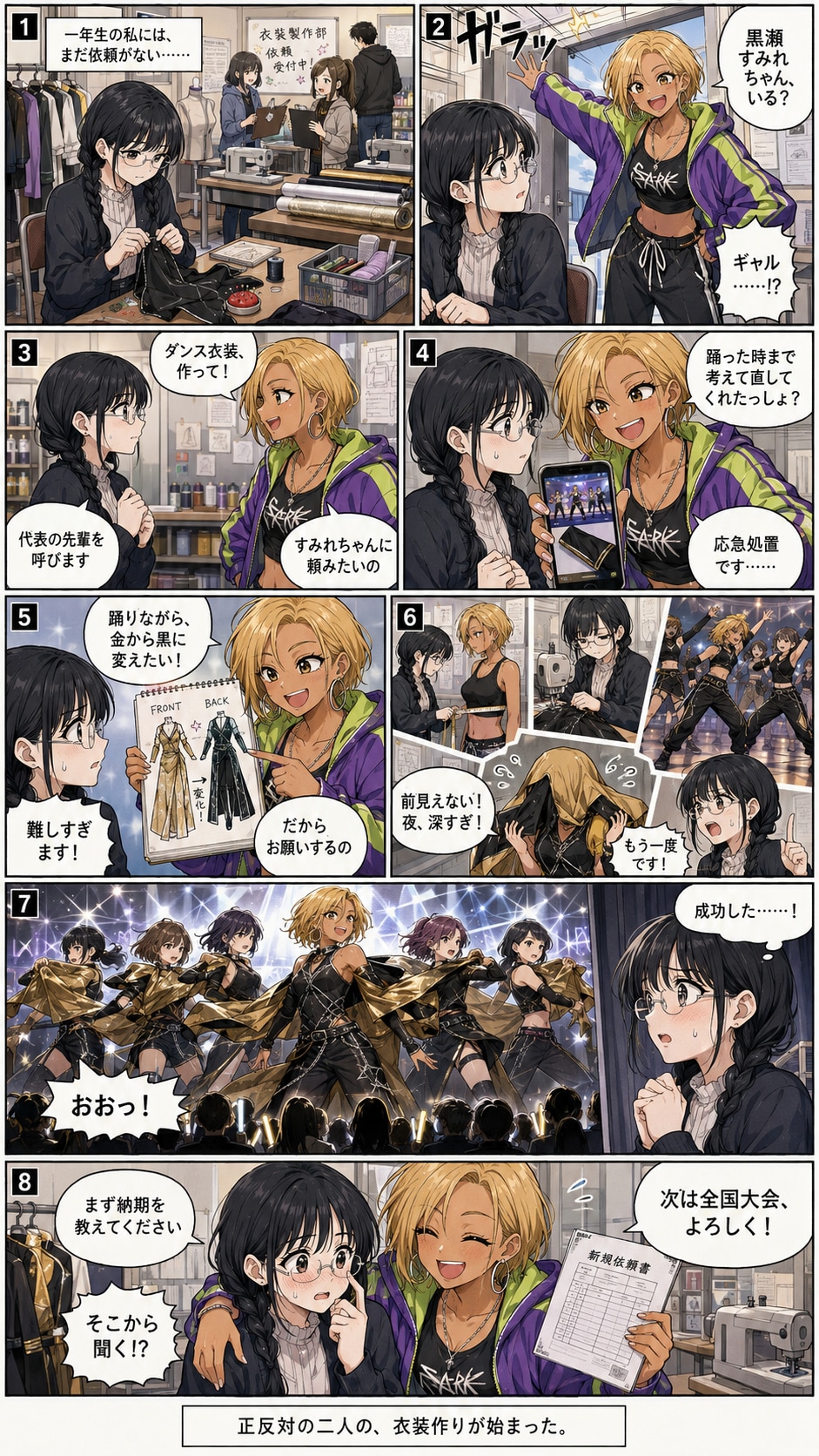 黒糸と金色のステップ