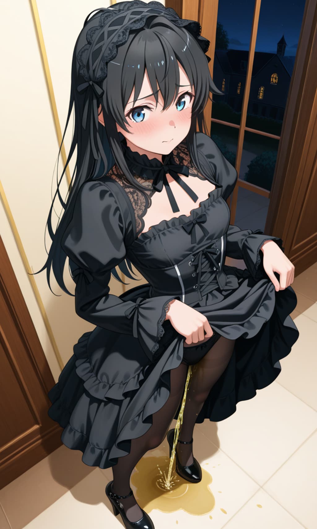おしっこお漏らしチャレンジ【雪ノ〇雪乃】(ゴシックロリータ)
