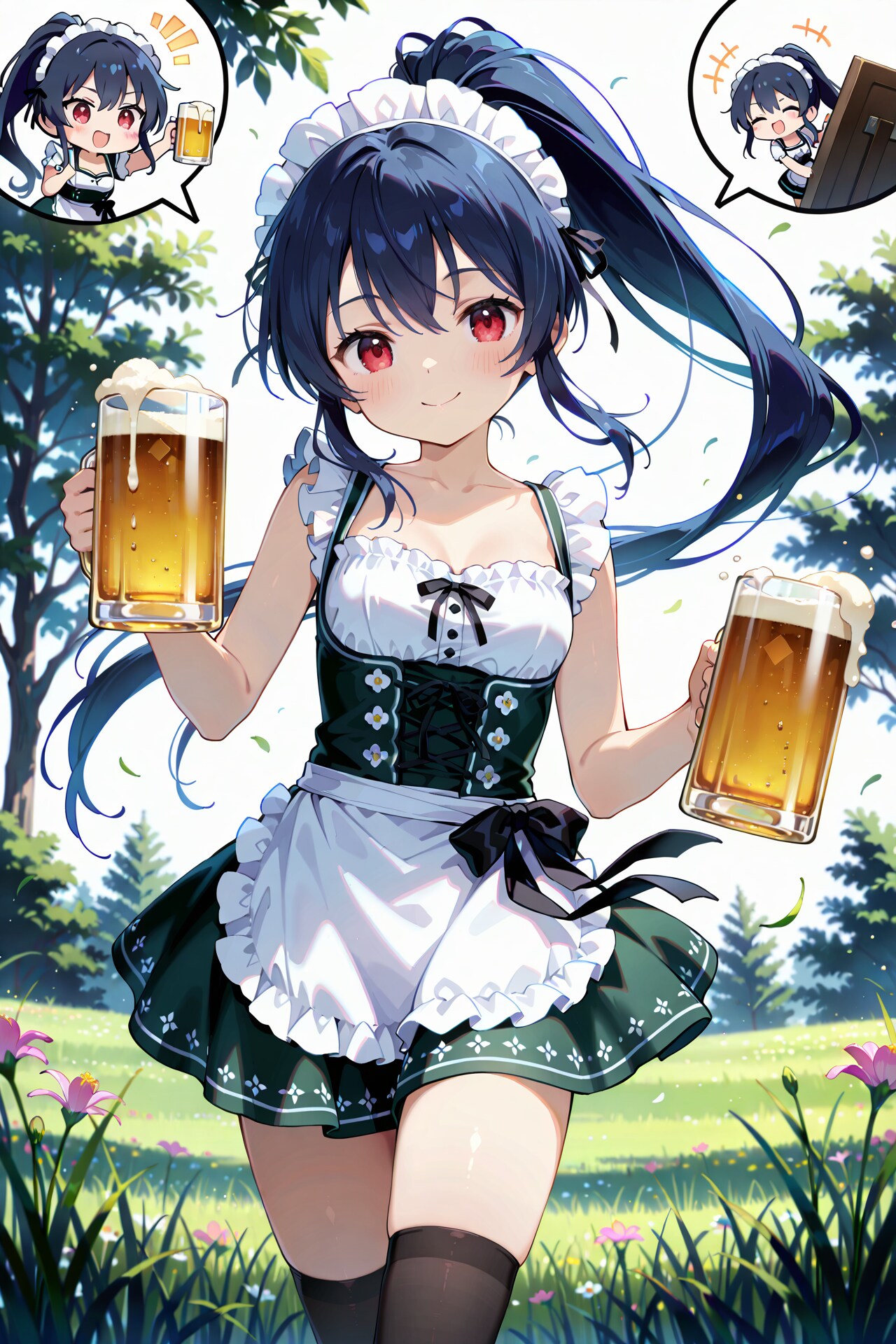 ジョッキと絶対領域の誘惑 Y613 | の人気AIイラスト・グラビア