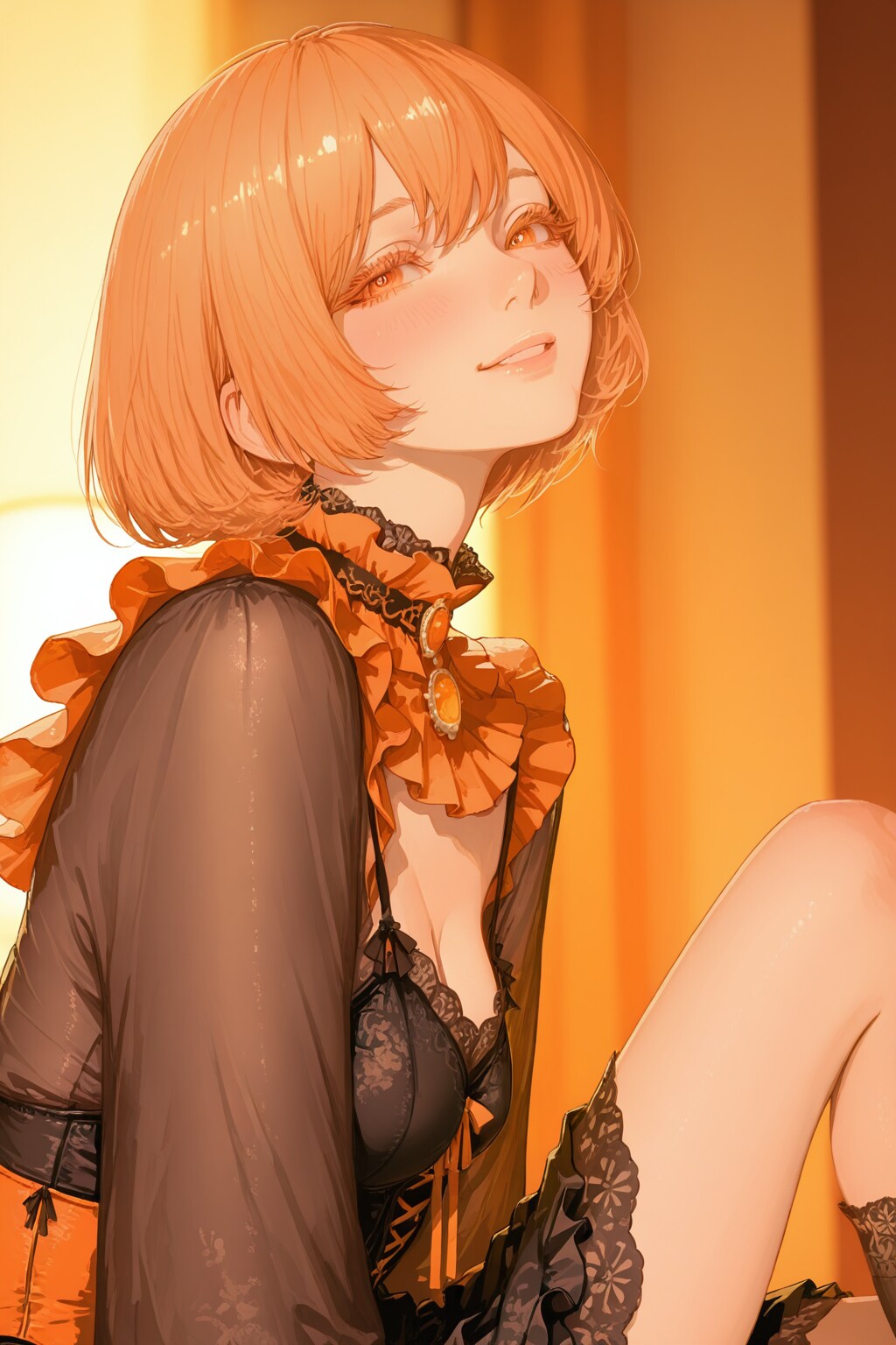 夕日の差し込む部屋
