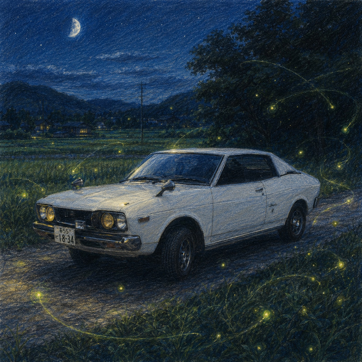 (旧車)スバル・レオーネと蛍の夏