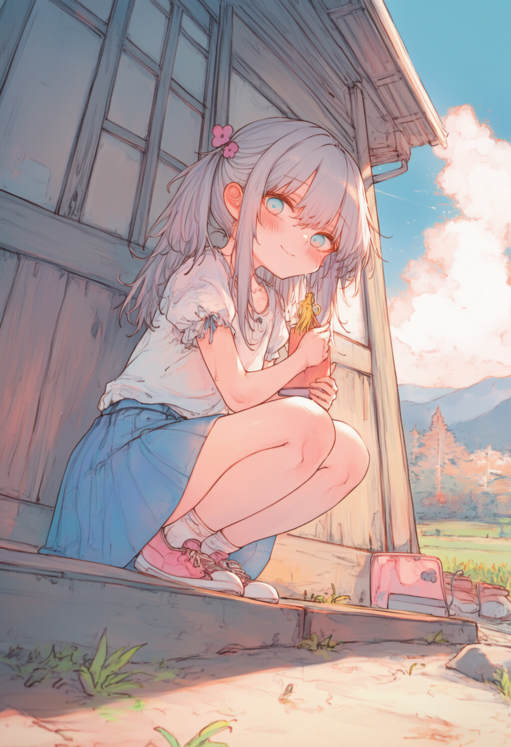 田舎風景とツインテ○学生_0527