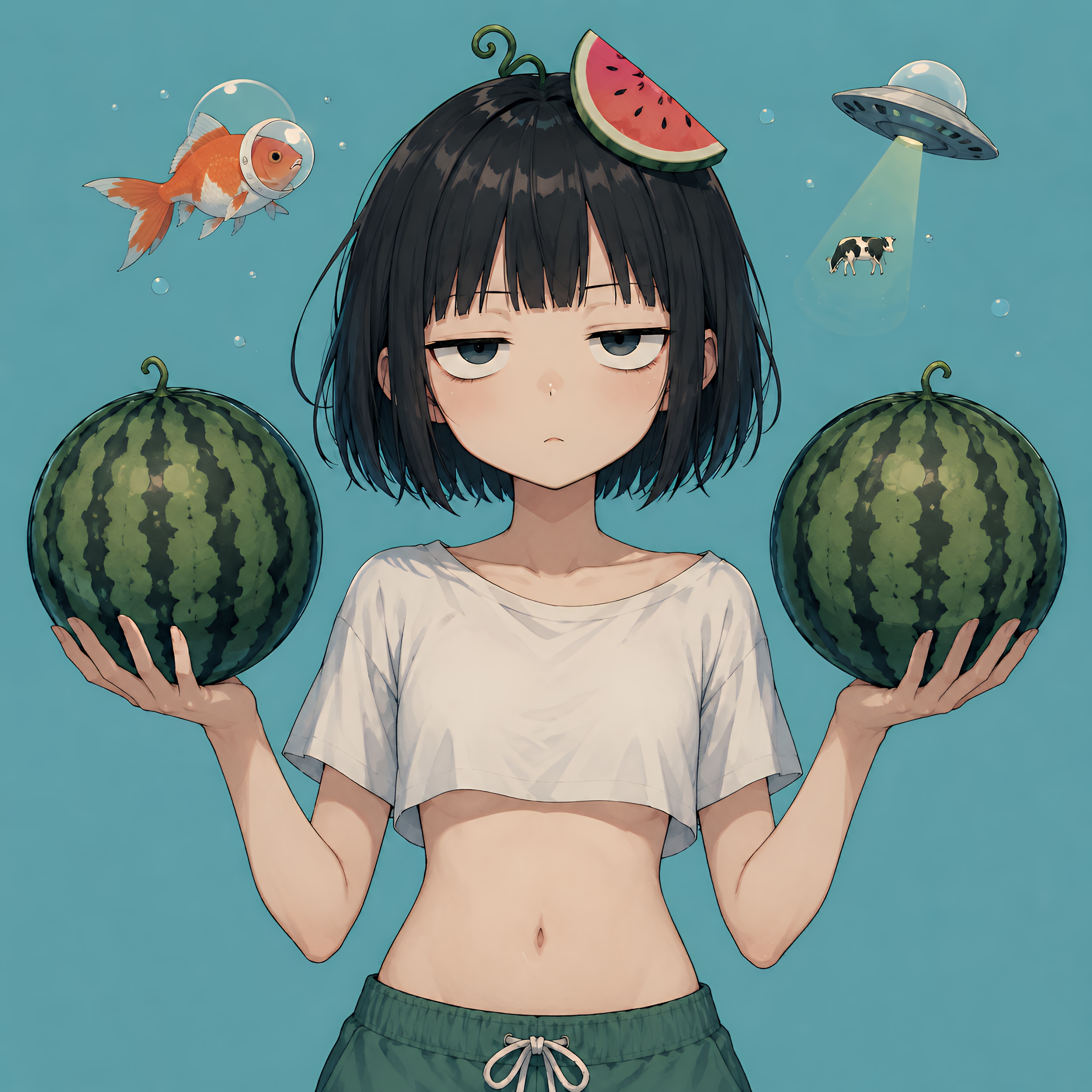 ニ個のスイカ