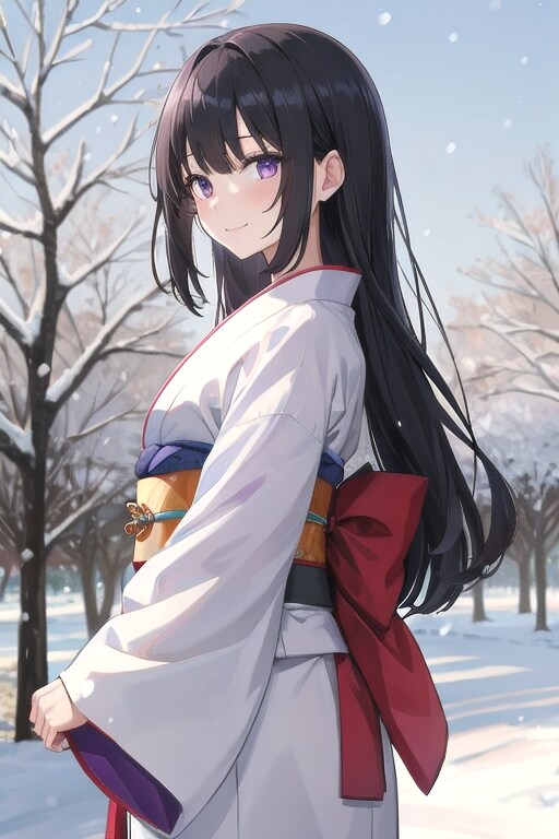 和装女子　雪見