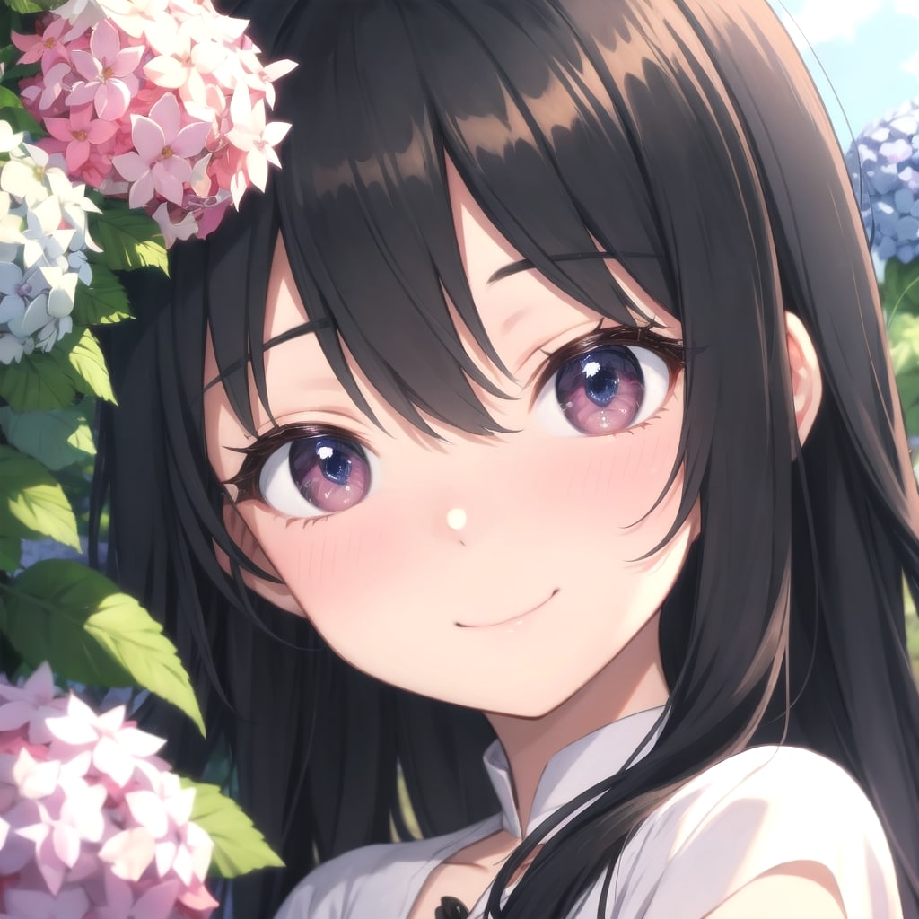 紫陽花と玲奈ちゃん