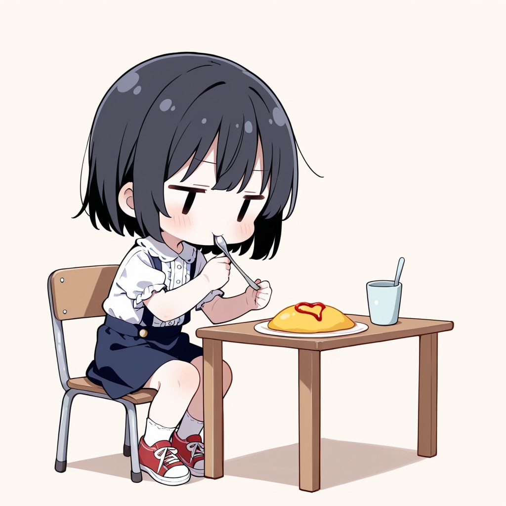 オムレツを食べる