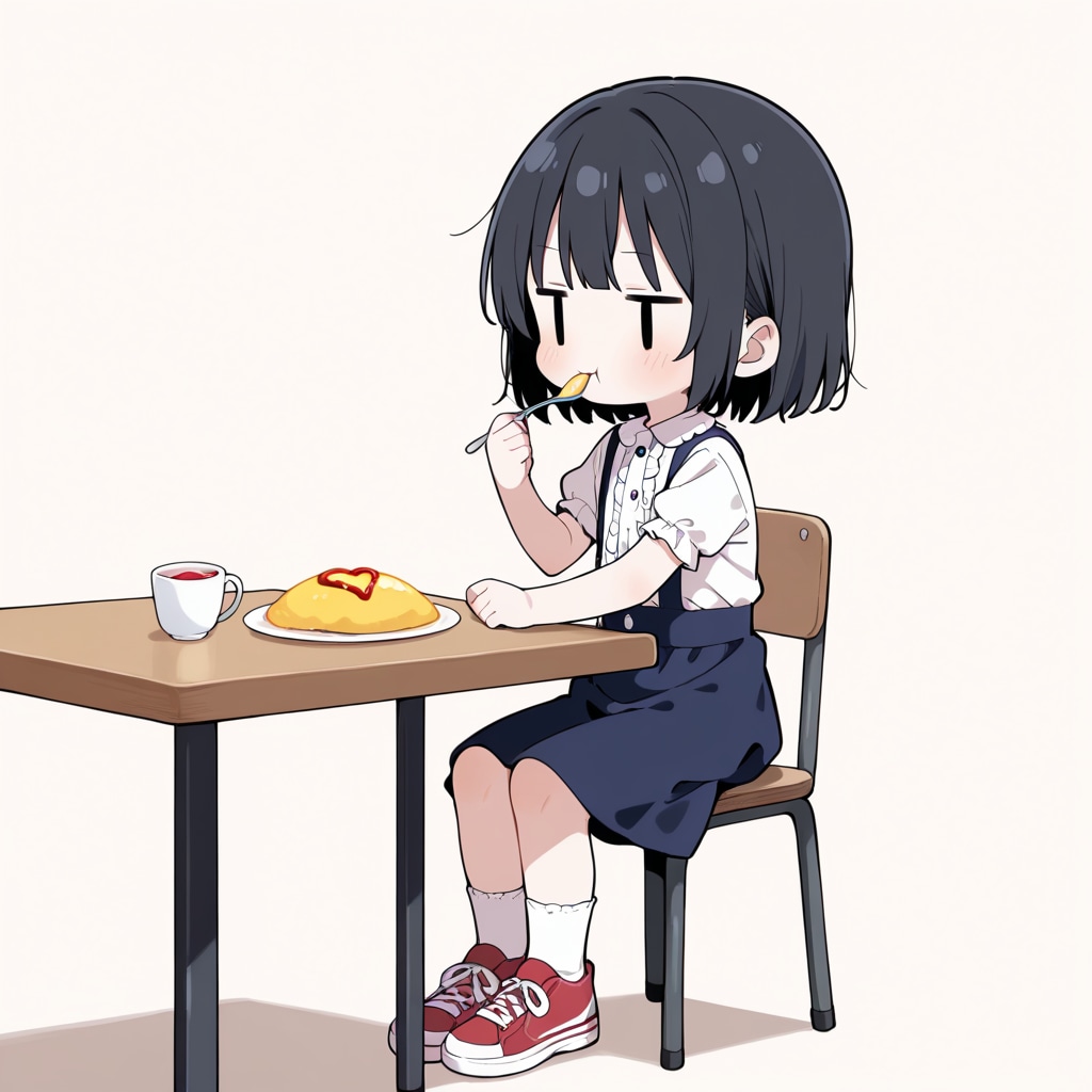 オムレツを食べる