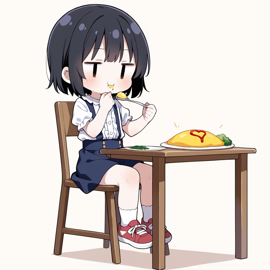 オムレツを食べる