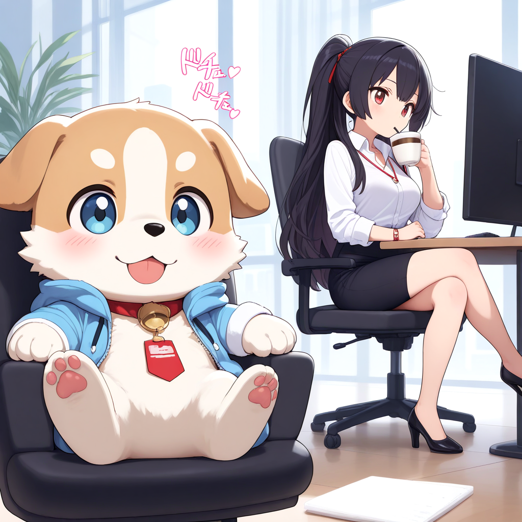 今日は犬を職場に連れて行く日