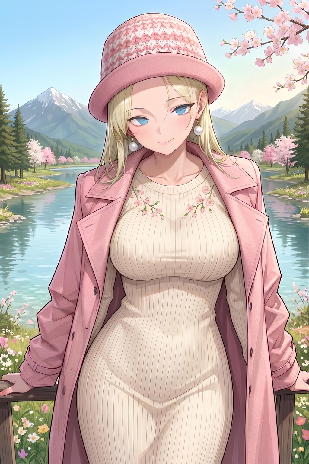 春の湖畔