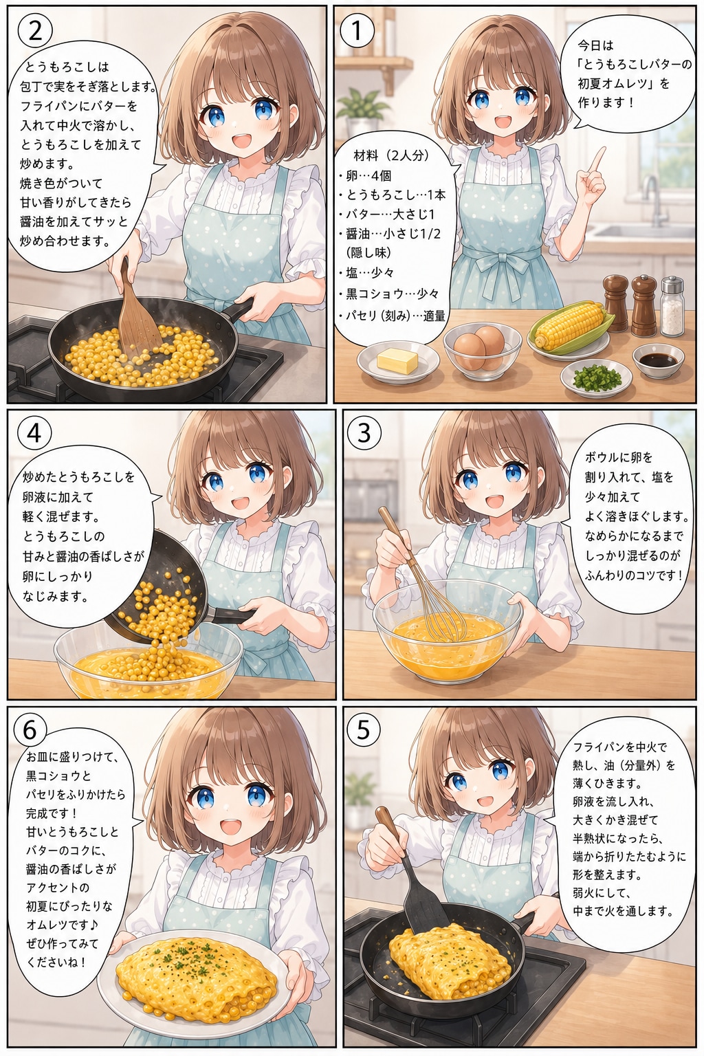 とうもろこしバターの初夏オムレツ