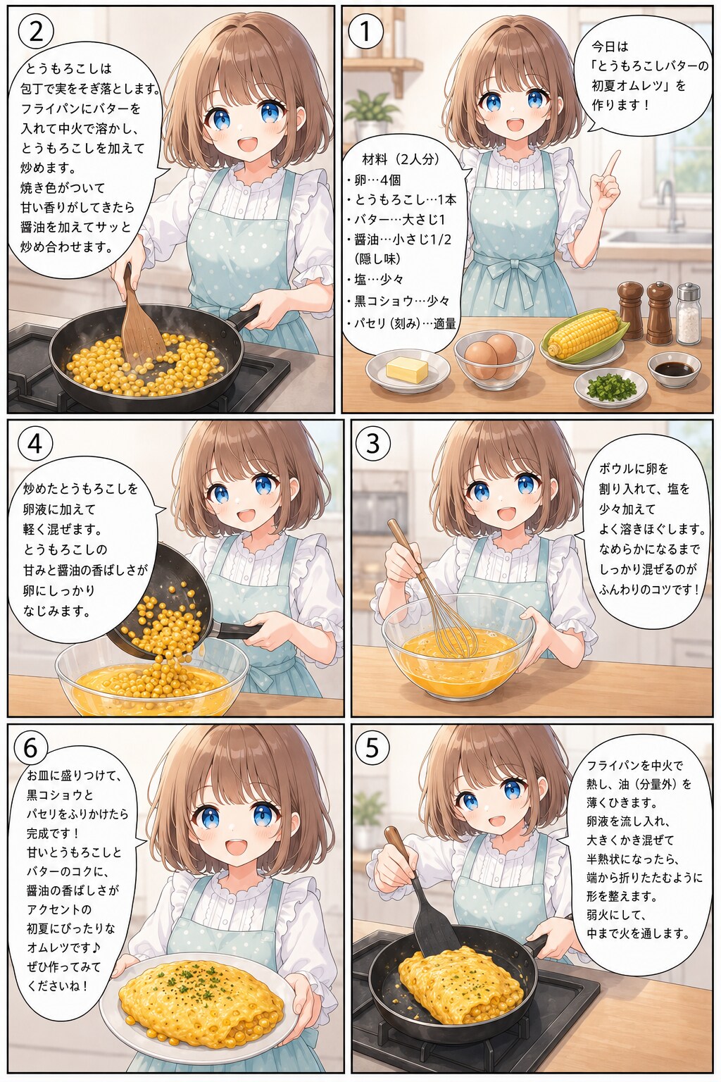 とうもろこしバターの初夏オムレツ