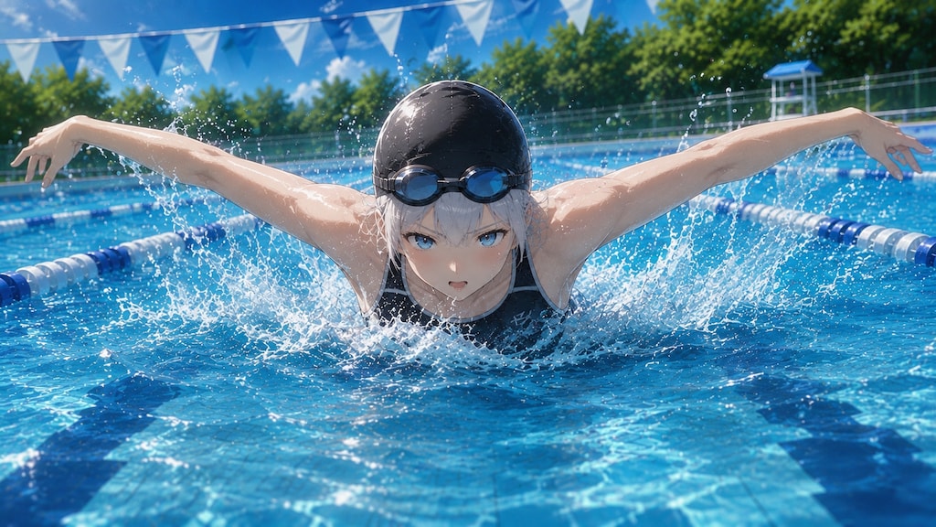 背泳ぎ他　水泳フォーム