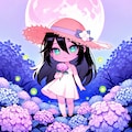 紫陽花と黒髪ちゃん 3枚目