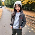 ニットキャップ主体のキッズ秋コーデ 7枚目