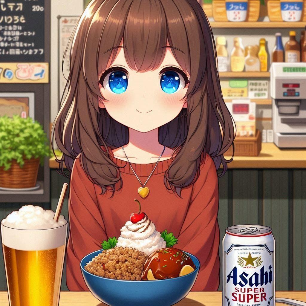 炒飯カレーチョコレートパフェを食べる女の子