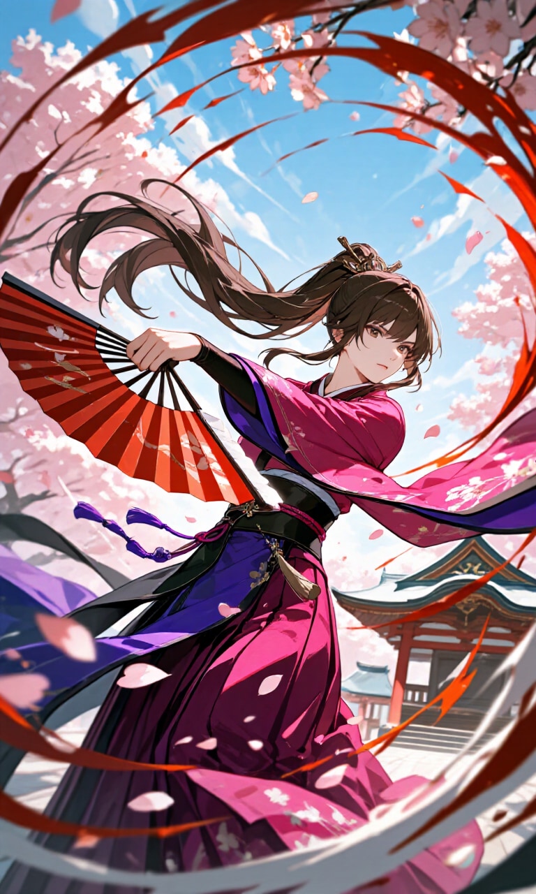 鉄扇女子　桜嵐 | の人気AIイラスト・グラビア